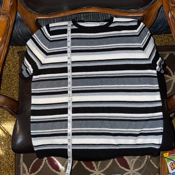 alfred dunner black & white striped short sleeve - Picture 5 of 5